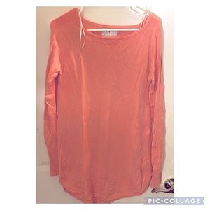 Tunic Length Sweater / Sweater Dress - coral/peach size medium